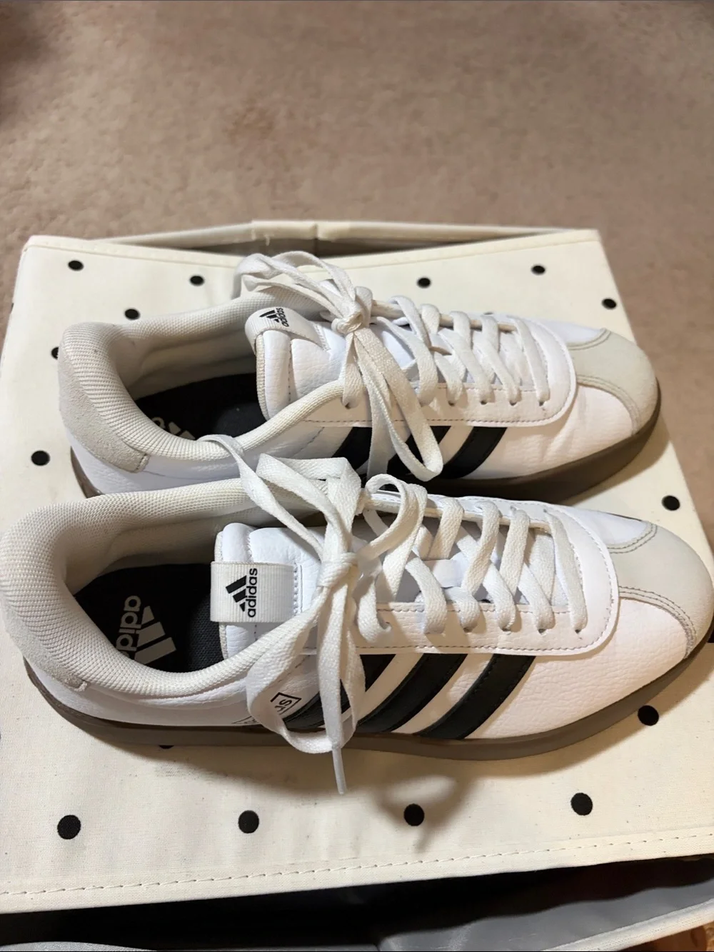 adidas White Sambae Sneakers with Black Three-Stripes